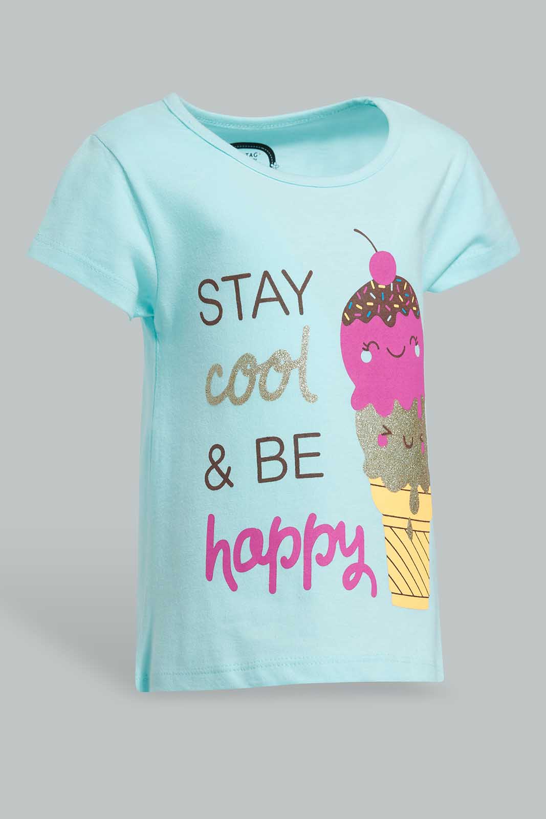 Redtag-Mint-Ice-Cream-Graphic-Print-T-Shirt-Category:T-Shirts,-Colour:Mint,-Deals:New-In,-Filter:Infant-Girls-(3-to-24-Mths),-ING-T-Shirts,-New-In-ING-APL,-Non-Sale,-Section:Girls-(0-to-14Yrs),-TBL,-W22O-Infant-Girls-3 to 24 Months