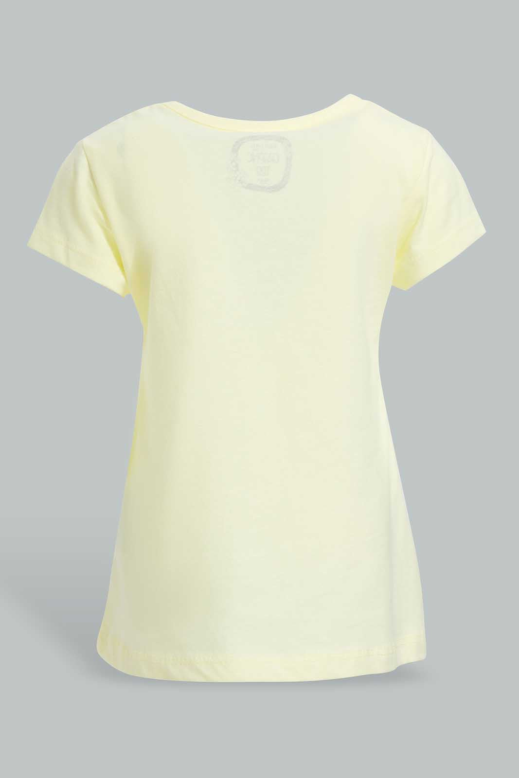 Redtag-Yellow-Rainbow-Graphic-Print-T-Shirt-Category:T-Shirts,-Colour:Yellow,-Deals:New-In,-Filter:Infant-Girls-(3-to-24-Mths),-ING-T-Shirts,-New-In-ING-APL,-Non-Sale,-Section:Girls-(0-to-14Yrs),-TBL,-W22O-Infant-Girls-3 to 24 Months