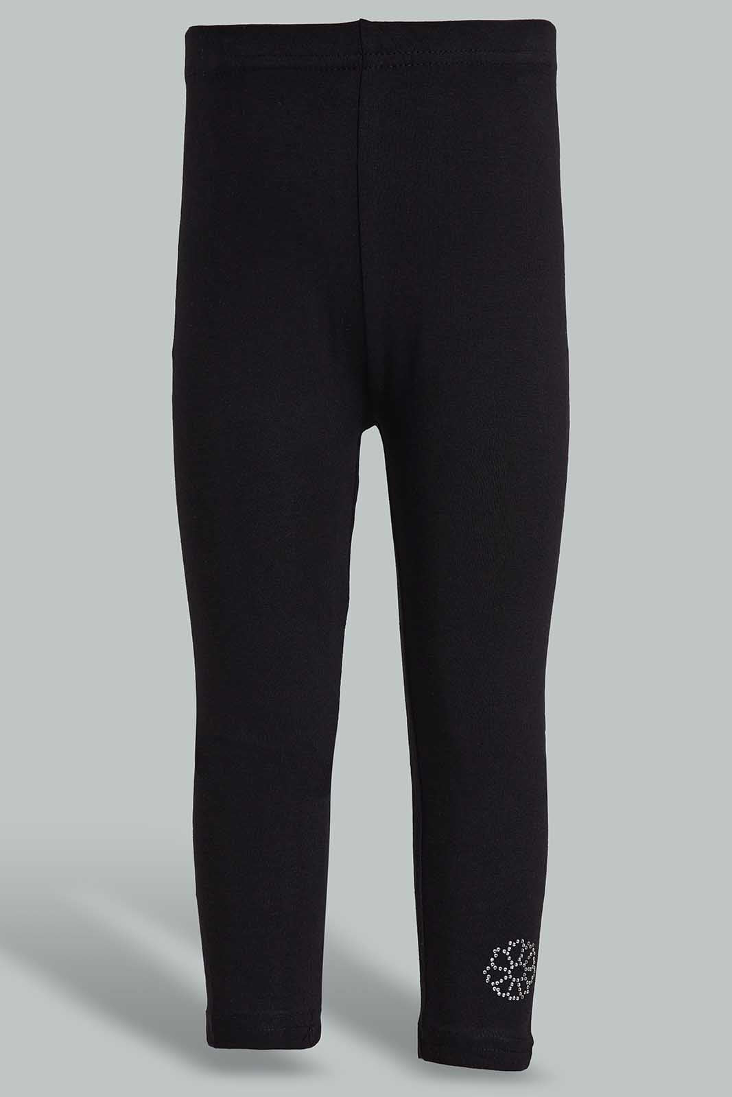 Redtag-Black-Solid-Legging-With-Motif-Category:Leggings,-Colour:Black,-Deals:New-In,-Filter:Infant-Girls-(3-to-24-Mths),-ING-Leggings,-New-In-ING-APL,-Non-Sale,-Section:Girls-(0-to-14Yrs),-TBL,-W22O-Infant-Girls-3 to 24 Months
