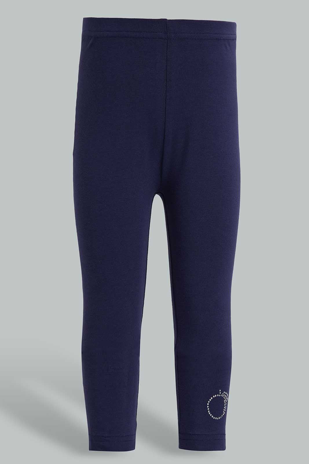 Redtag-Navy-Solid-Legging-With-Motif-Category:Leggings,-Colour:Navy,-Deals:New-In,-Filter:Infant-Girls-(3-to-24-Mths),-ING-Leggings,-New-In-ING-APL,-Non-Sale,-Section:Girls-(0-to-14Yrs),-TBL,-W22O-Infant-Girls-3 to 24 Months