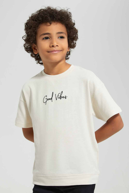 Redtag-Stone-Embroidered-Oversize-SS-T-Shirt-BOY-T-Shirts,-Category:T-Shirts,-Colour:Beige,-Deals:New-In,-Filter:Boys-(2-to-8-Yrs),-New-In-BOY-APL,-Non-Sale,-Section:Boys-(0-to-14Yrs),-TBL,-W22O-Boys-2 to 8 Years