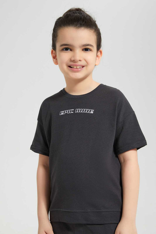 Redtag-Black-Embroidered-Oversize-SS-T-Shirt-BOY-T-Shirts,-Category:T-Shirts,-Colour:Black,-Deals:New-In,-Filter:Boys-(2-to-8-Yrs),-New-In-BOY,-Non-Sale,-Section:Boys-(0-to-14Yrs),-TBL,-W22O-Boys-2 to 8 Years