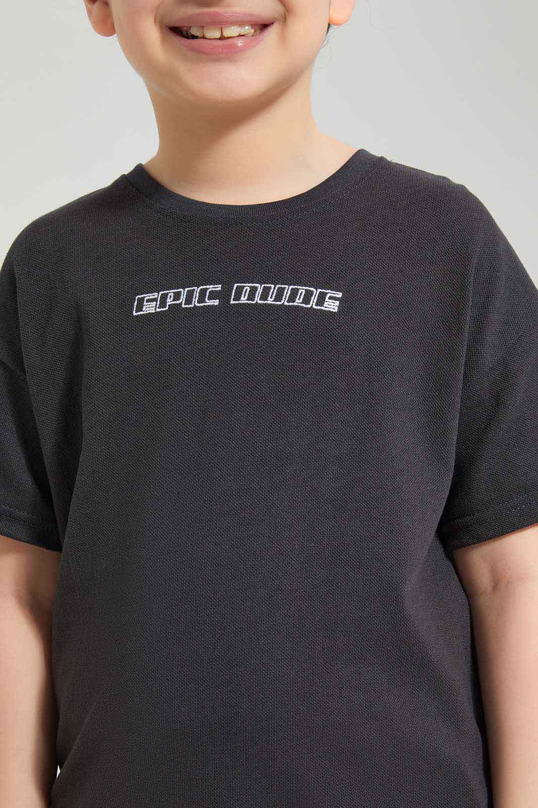 Redtag-Black-Embroidered-Oversize-SS-T-Shirt-BOY-T-Shirts,-Category:T-Shirts,-Colour:Black,-Deals:New-In,-Filter:Boys-(2-to-8-Yrs),-New-In-BOY,-Non-Sale,-Section:Boys-(0-to-14Yrs),-TBL,-W22O-Boys-2 to 8 Years