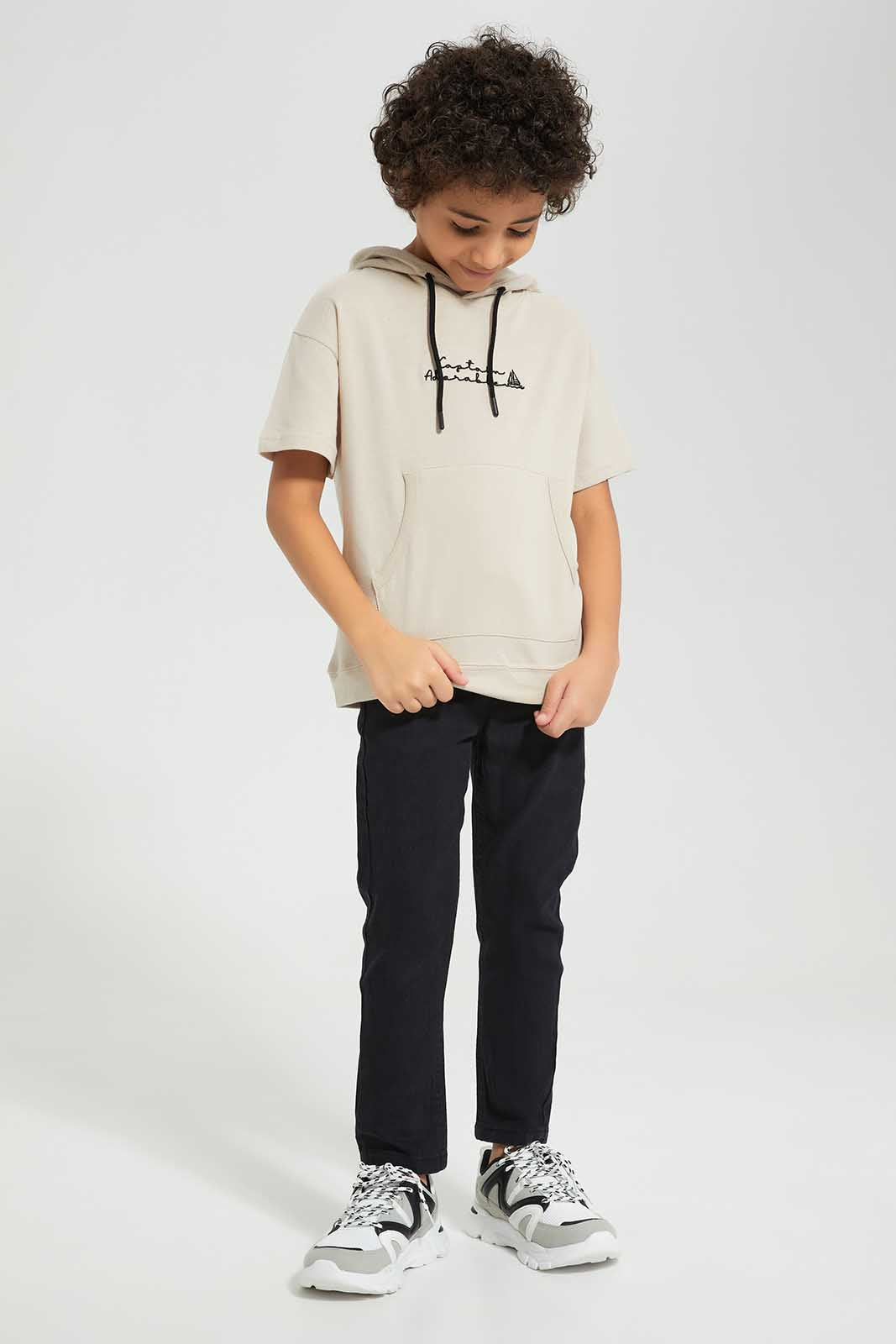 Redtag-Beige-Pique-Oversize-Hooded-T-Shirt-BOY-T-Shirts,-Category:T-Shirts,-Colour:Beige,-Deals:New-In,-Filter:Boys-(2-to-8-Yrs),-New-In-BOY,-Non-Sale,-Section:Boys-(0-to-14Yrs),-TBL,-W22O-Boys-2 to 8 Years