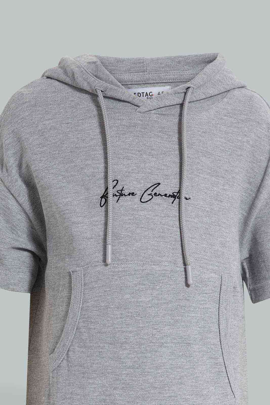 Redtag-Grey-Pique-Oversize-Hooded-T-Shirt-BOY-T-Shirts,-Category:T-Shirts,-Colour:Grey,-Deals:New-In,-Filter:Boys-(2-to-8-Yrs),-New-In-BOY-APL,-Non-Sale,-Section:Boys-(0-to-14Yrs),-TBL,-W22O-Boys-2 to 8 Years