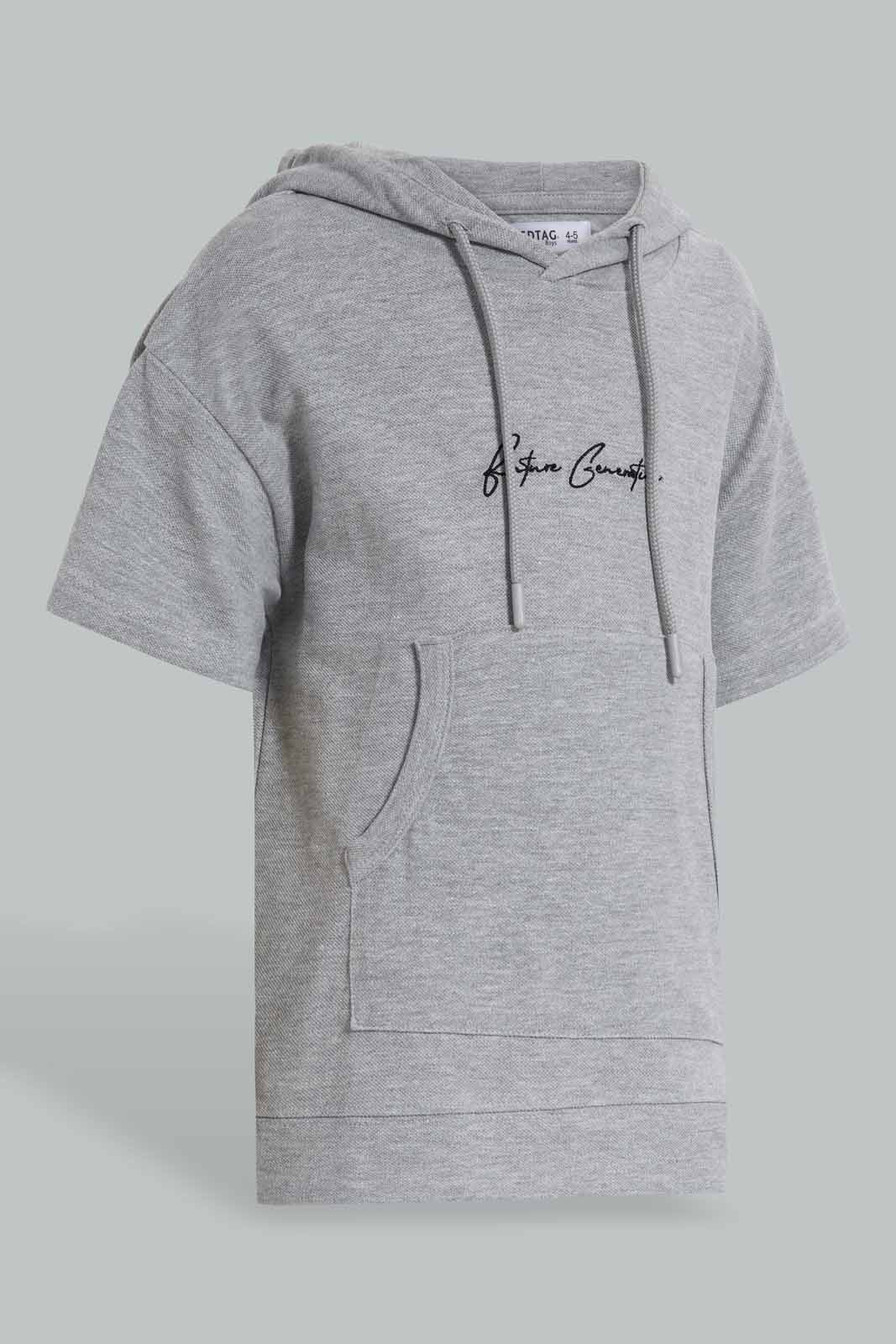 Redtag-Grey-Pique-Oversize-Hooded-T-Shirt-BOY-T-Shirts,-Category:T-Shirts,-Colour:Grey,-Deals:New-In,-Filter:Boys-(2-to-8-Yrs),-New-In-BOY-APL,-Non-Sale,-Section:Boys-(0-to-14Yrs),-TBL,-W22O-Boys-2 to 8 Years