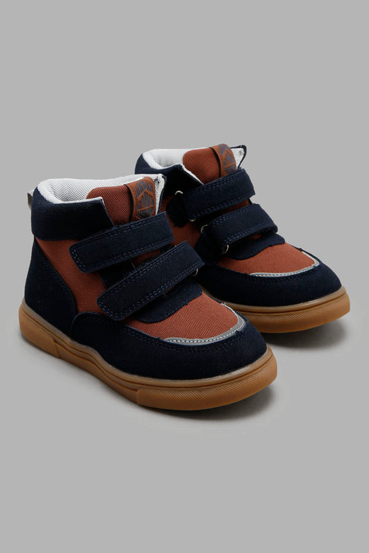 Redtag-Navy-Material-Block-High-Top-BOY-Boots,-Category:Boots,-Colour:Assorted,-Deals:New-In,-Filter:Boys-Footwear-(3-to-5-Yrs),-New-In-BOY-FOO,-Non-Sale,-Section:Boys-(0-to-14Yrs),-W22A-Boys-3 to 5 Years