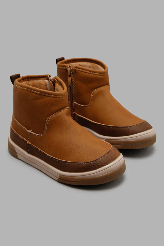 Redtag-Tan-Plain-Chelsea-Boots-BOY-Boots,-Category:Boots,-Colour:Tan,-Deals:New-In,-Filter:Boys-Footwear-(3-to-5-Yrs),-New-In-BOY-FOO,-Non-Sale,-Section:Boys-(0-to-14Yrs),-W22A-Boys-3 to 5 Years