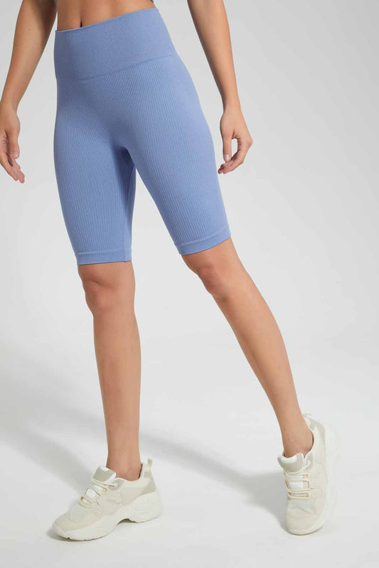 Redtag-Blue-Seamless-Cycling-Shorts-Category:Shorts,-Colour:Blue,-Deals:New-In,-Filter:Women's-Clothing,-New-In-Women,-Non-Sale,-Section:Women,-W22O,-Women-Shorts-Women's-