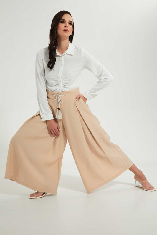 Redtag-Beige-Flared-Pants-With-Slit-Skirts--