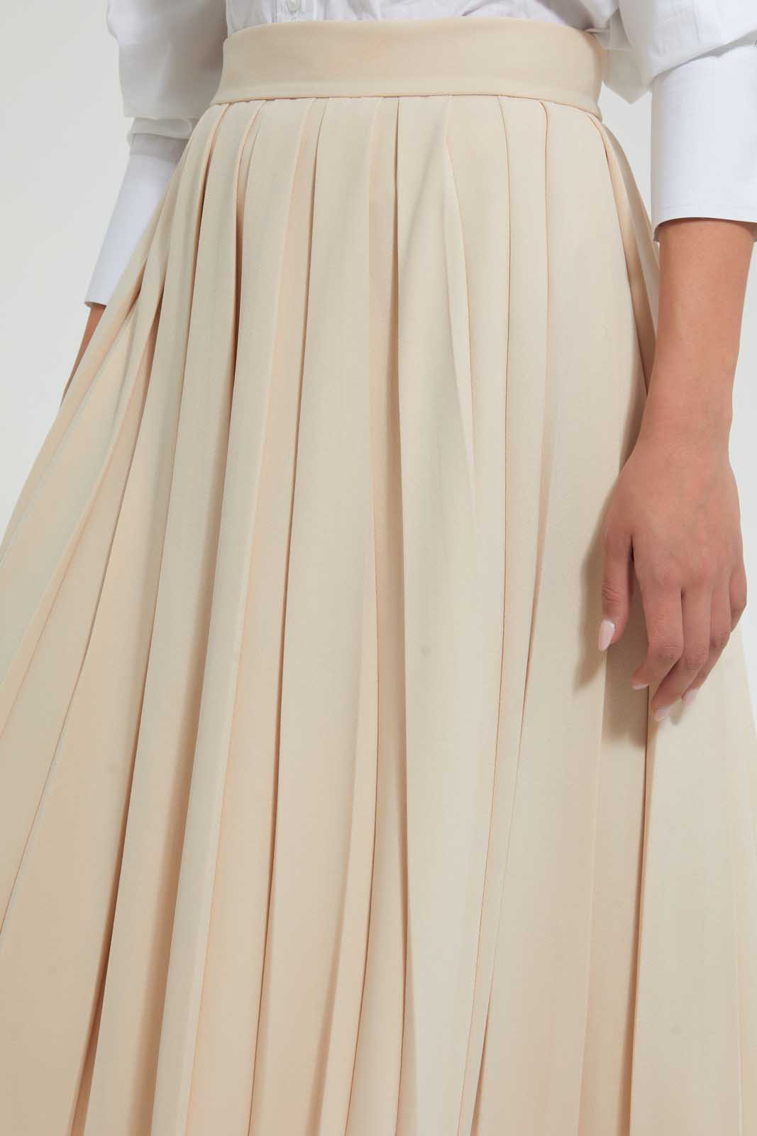 Redtag-Beige-Flared-Pleated-Skirt-With-Bow-Tie-Skirts--
