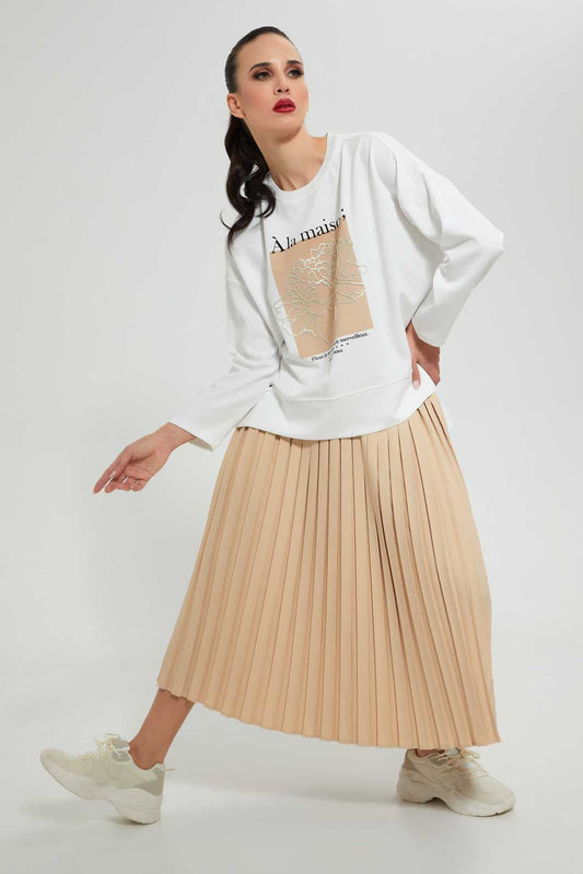 Redtag-Beige-Knee-Length-Skirt-Skirts--