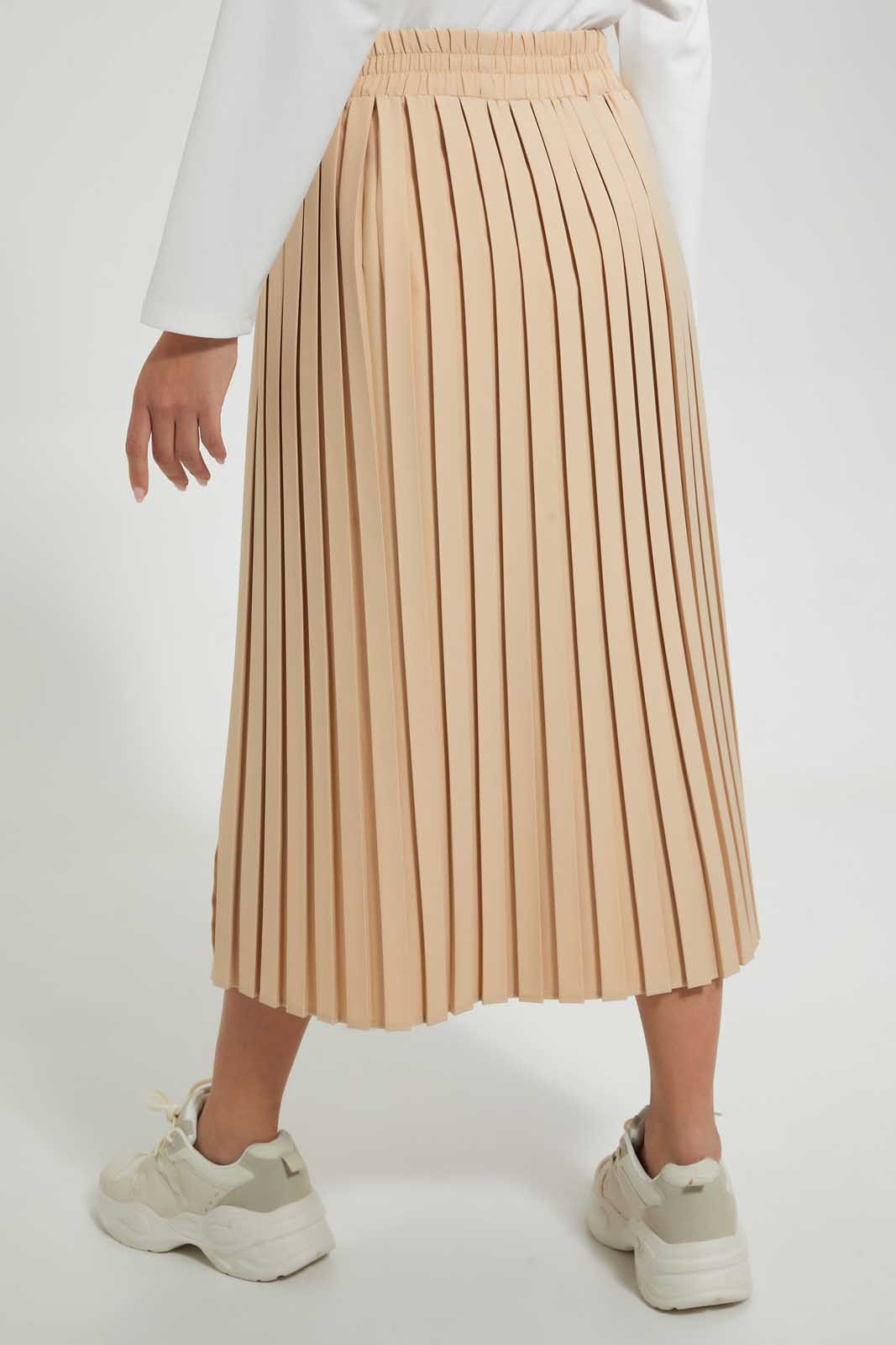 Redtag-Beige-Knee-Length-Skirt-Skirts--