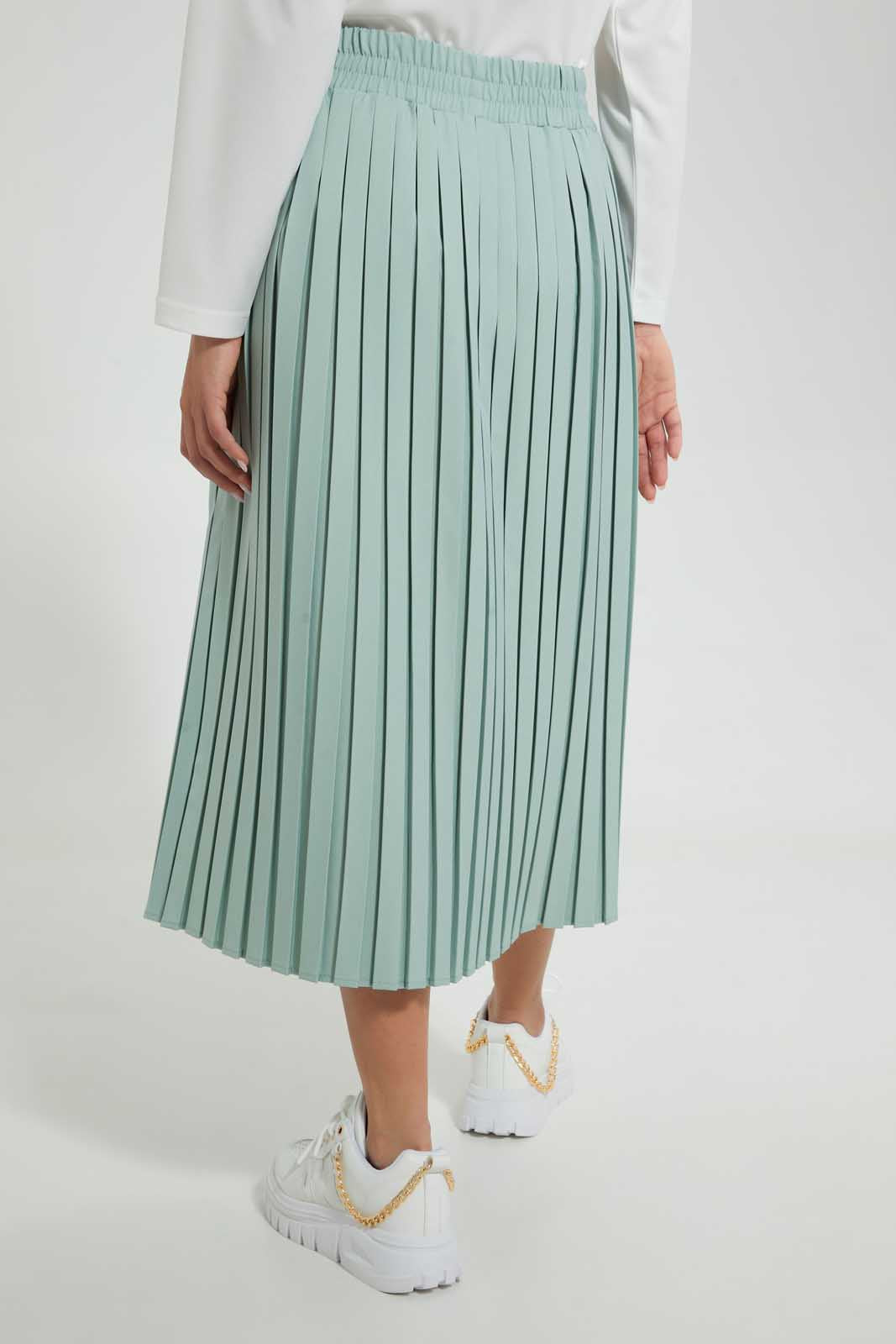 Redtag-Green-Knee-Length-Skirt-Skirts--