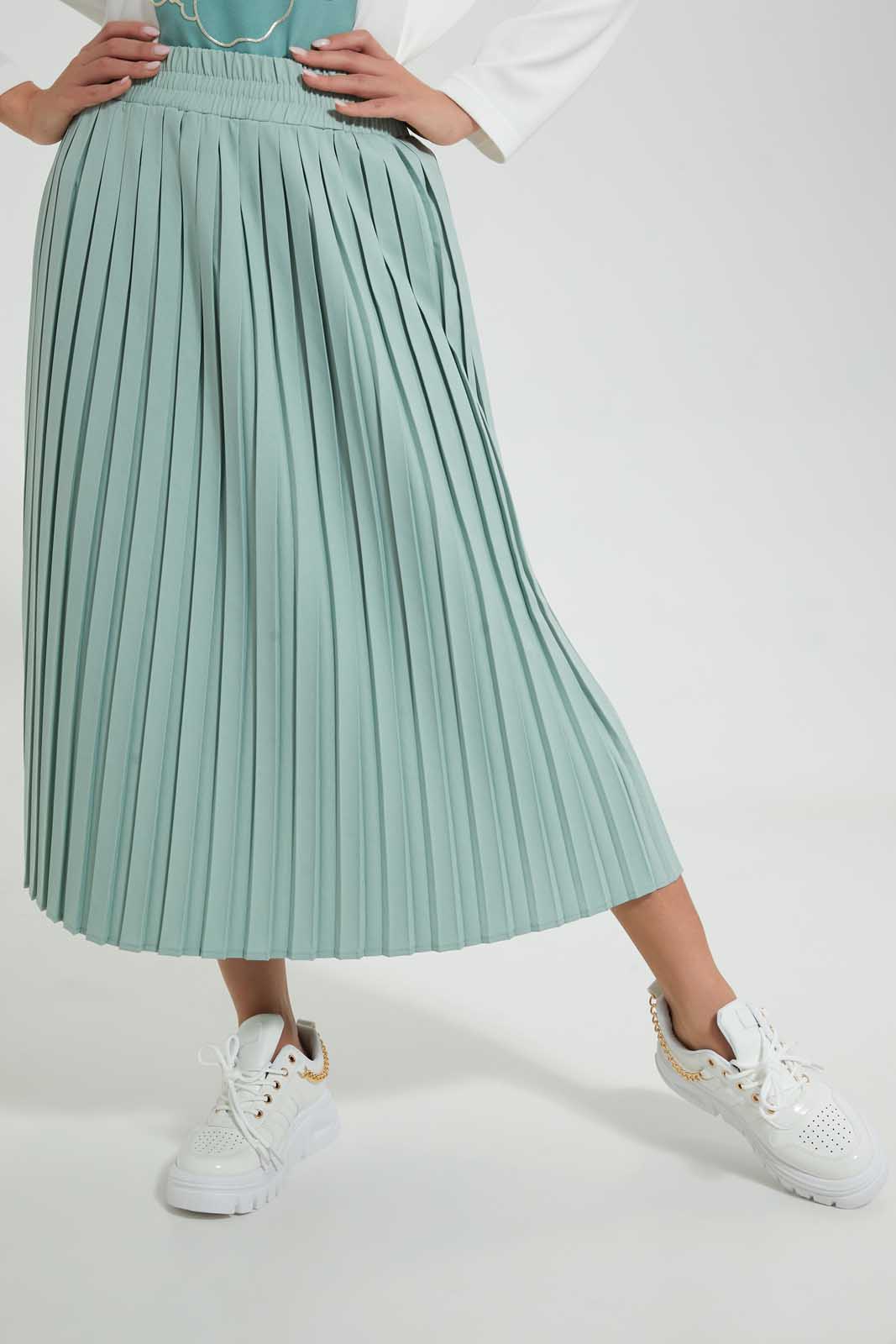 Redtag-Green-Knee-Length-Skirt-Skirts--
