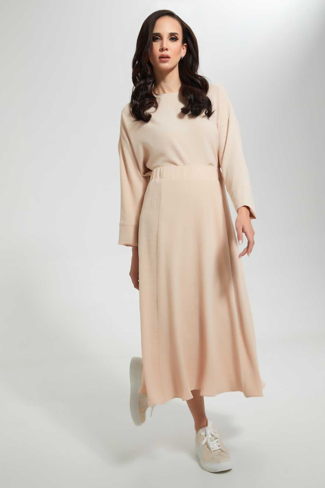 Redtag-Beige-Knee-Length-Skirt-Skirts--