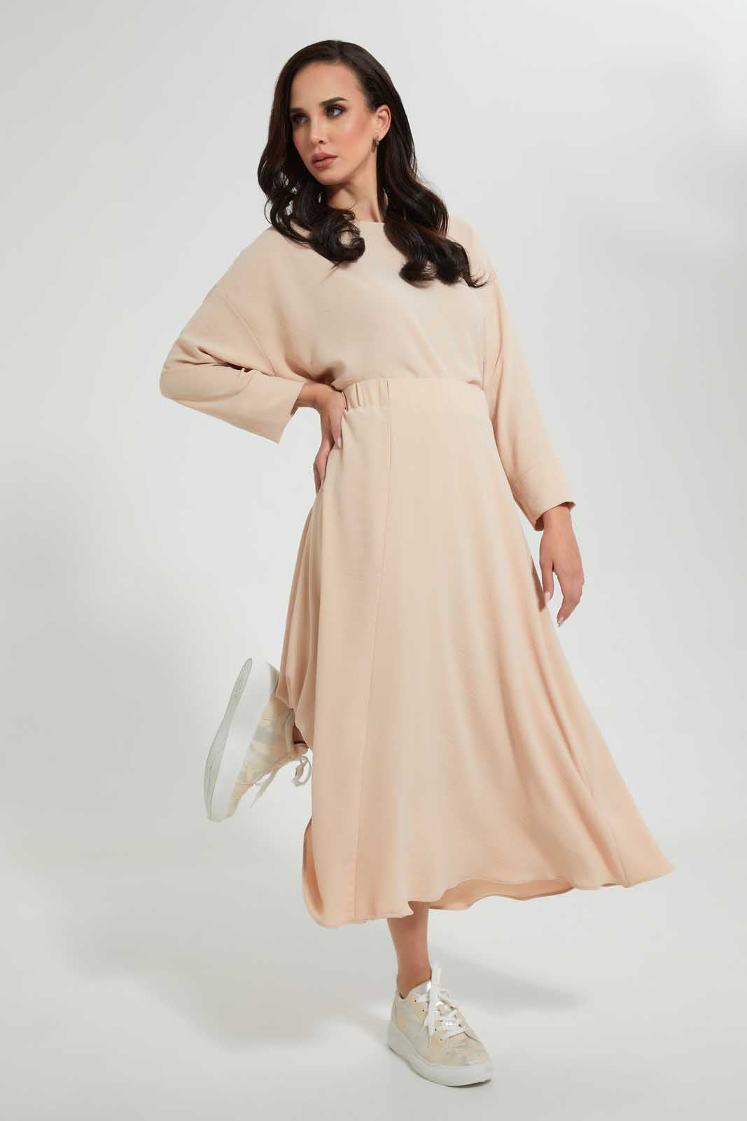 Redtag-Beige-Knee-Length-Skirt-Skirts--