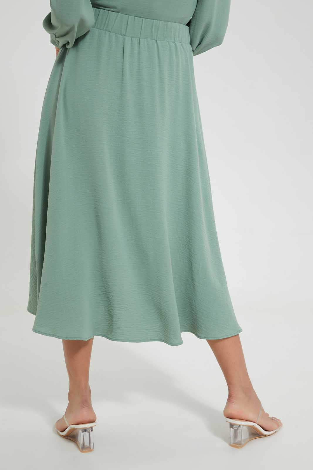 Redtag-Green-Knee-Length-Skirt-Skirts--