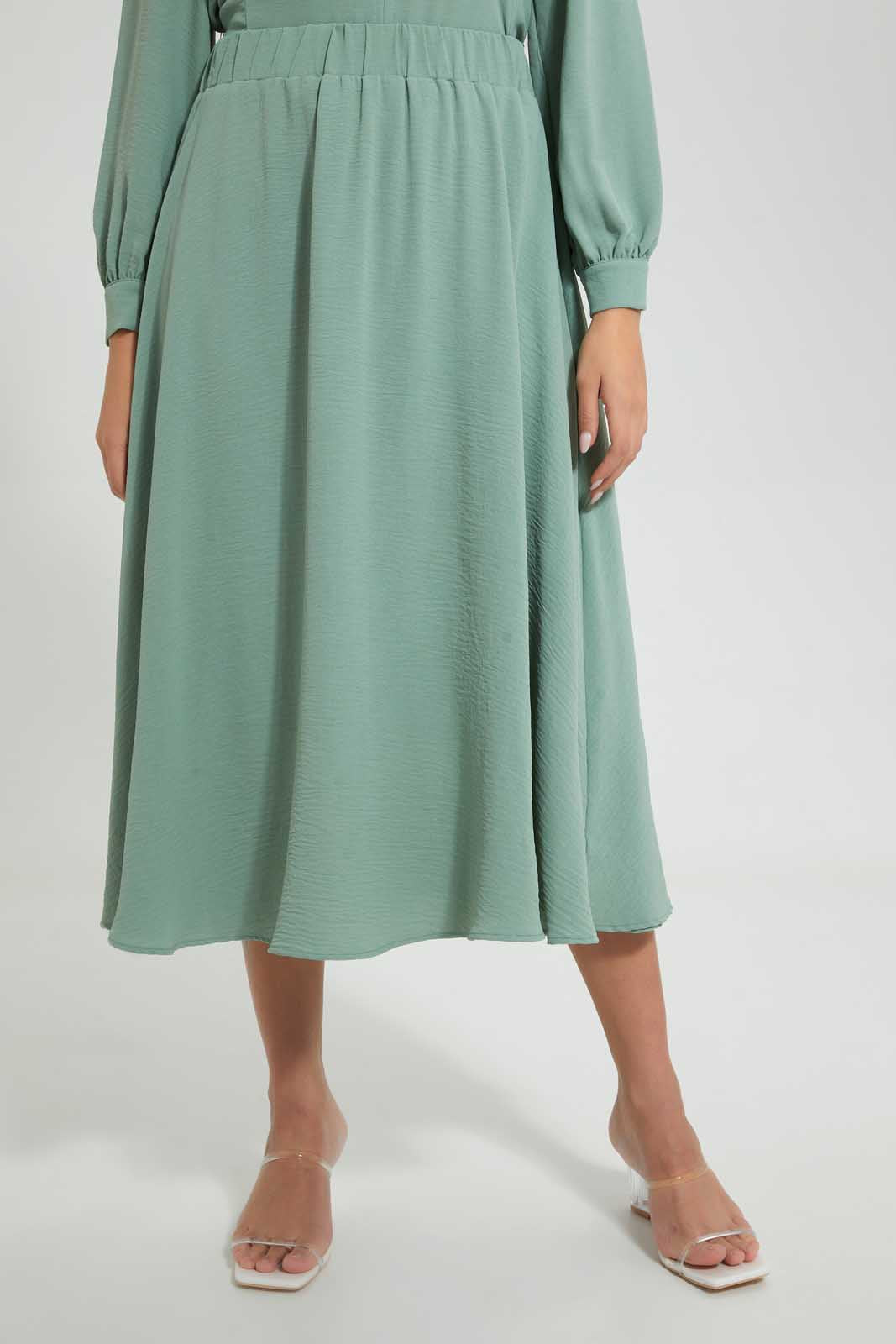 Redtag-Green-Knee-Length-Skirt-Skirts--