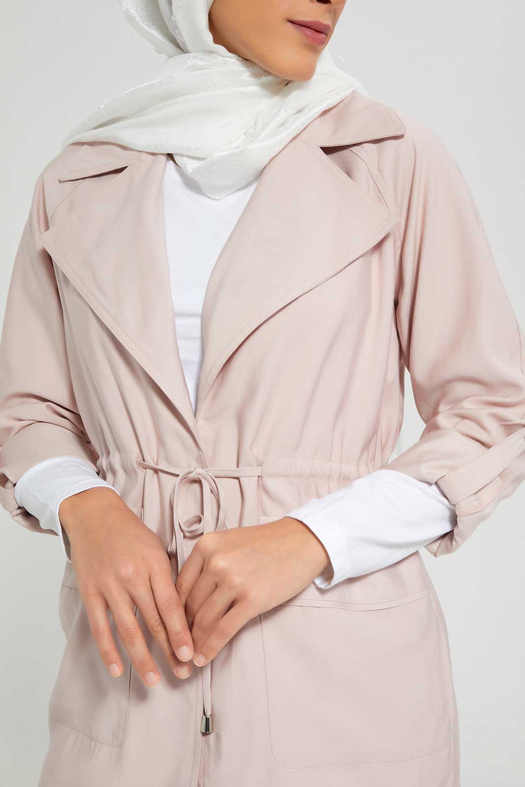 Redtag-Pink-Elasticated-Waist-Lapel-Collared-Jacket-Category:Cardigans,-Colour:Apricot,-Deals:New-In,-Filter:Women's-Clothing,-LMC,-New-In-Women-APL,-Non-Sale,-Section:Women,-W22O,-Women-Cardigans--