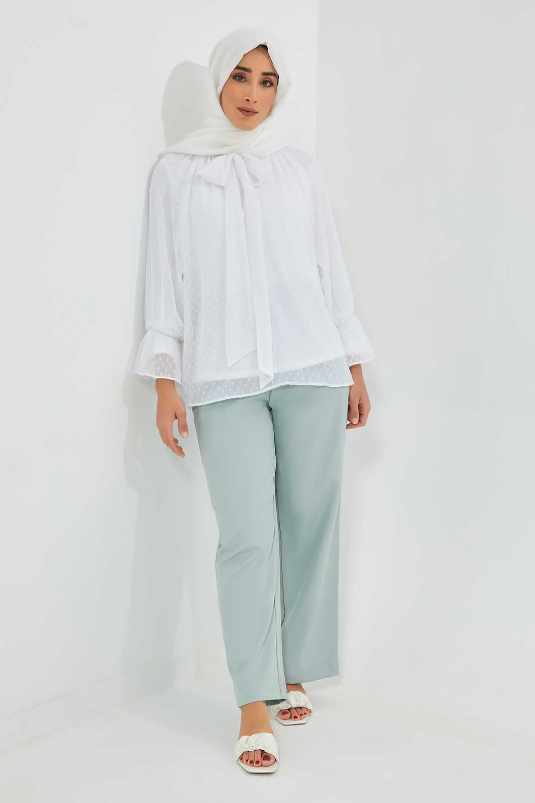 Redtag-Cream-Dobby-Tie-Neck-Lined-Blouse-Category:Blouses,-Colour:Cream,-Deals:New-In,-Filter:Women's-Clothing,-LMC,-New-In-Women-APL,-Non-Sale,-Section:Women,-W22O,-Women-Blouses--