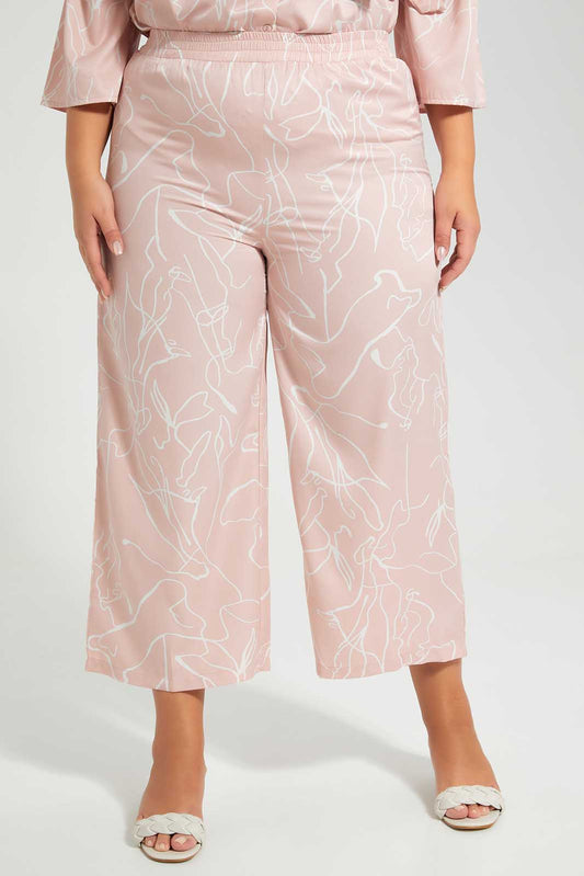 Pink Printed Culottes Trouser