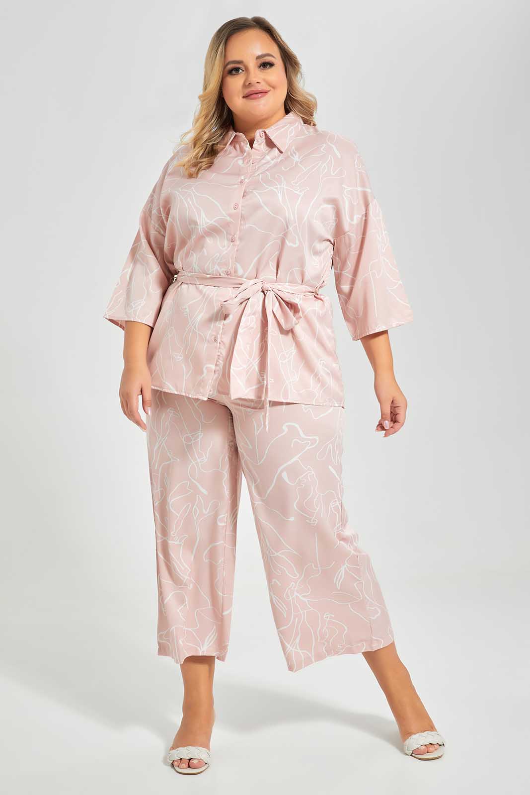 Pink Belted Blouses