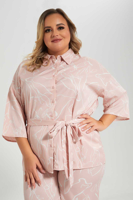 Pink Belted Blouses