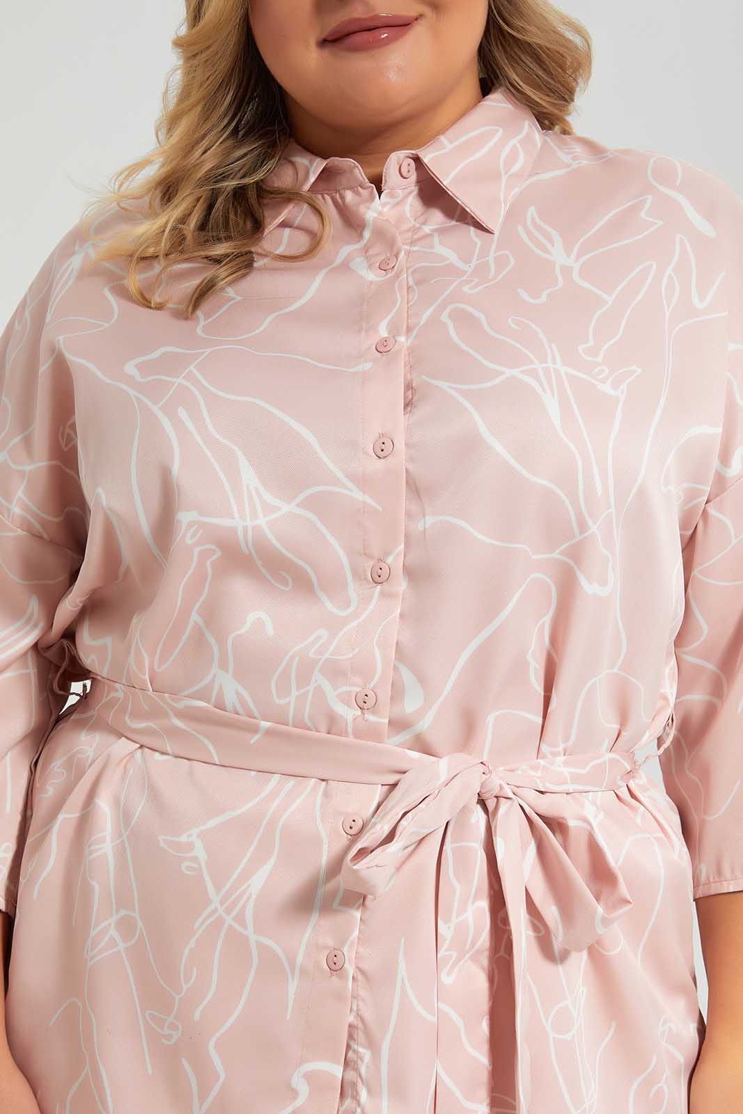 Pink Belted Blouses