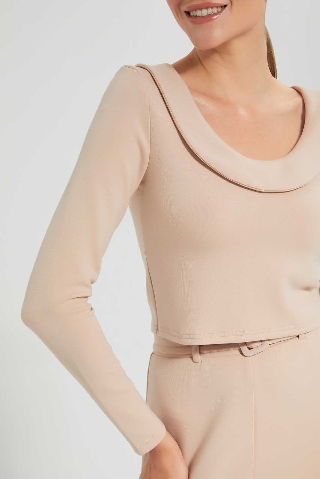 Redtag-Beige-Peter-Pan-Collar-Longsleeve-Top-Category:Tops,-Colour:Beige,-Deals:New-In,-Filter:Women's-Clothing,-LEC,-LEC-Tops,-New-In-LEC,-Non-Sale,-Section:Women,-W22O-Women's-