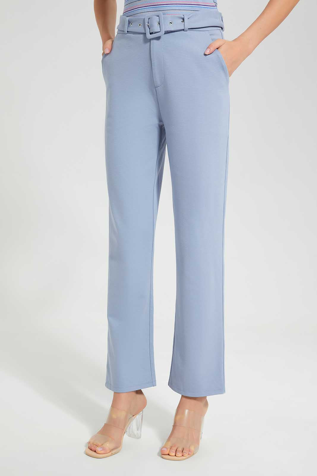 Redtag-Blue-Straight-Fit-Trouser-Category:Trousers,-Colour:Blue,-Deals:New-In,-Filter:Women's-Clothing,-LEC,-LEC-Trousers,-New-In-LEC,-Non-Sale,-Section:Women,-W22O-Women's-