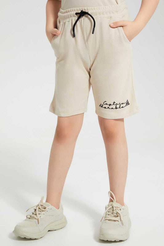 Redtag-Beige-Print-Elasticated-Waist-Shorts-BOY-Shorts,-Category:Shorts,-Colour:Beige,-Deals:New-In,-Filter:Boys-(2-to-8-Yrs),-New-In-BOY,-Non-Sale,-Section:Boys-(0-to-14Yrs),-TBL,-W22O-Boys-2 to 8 Years