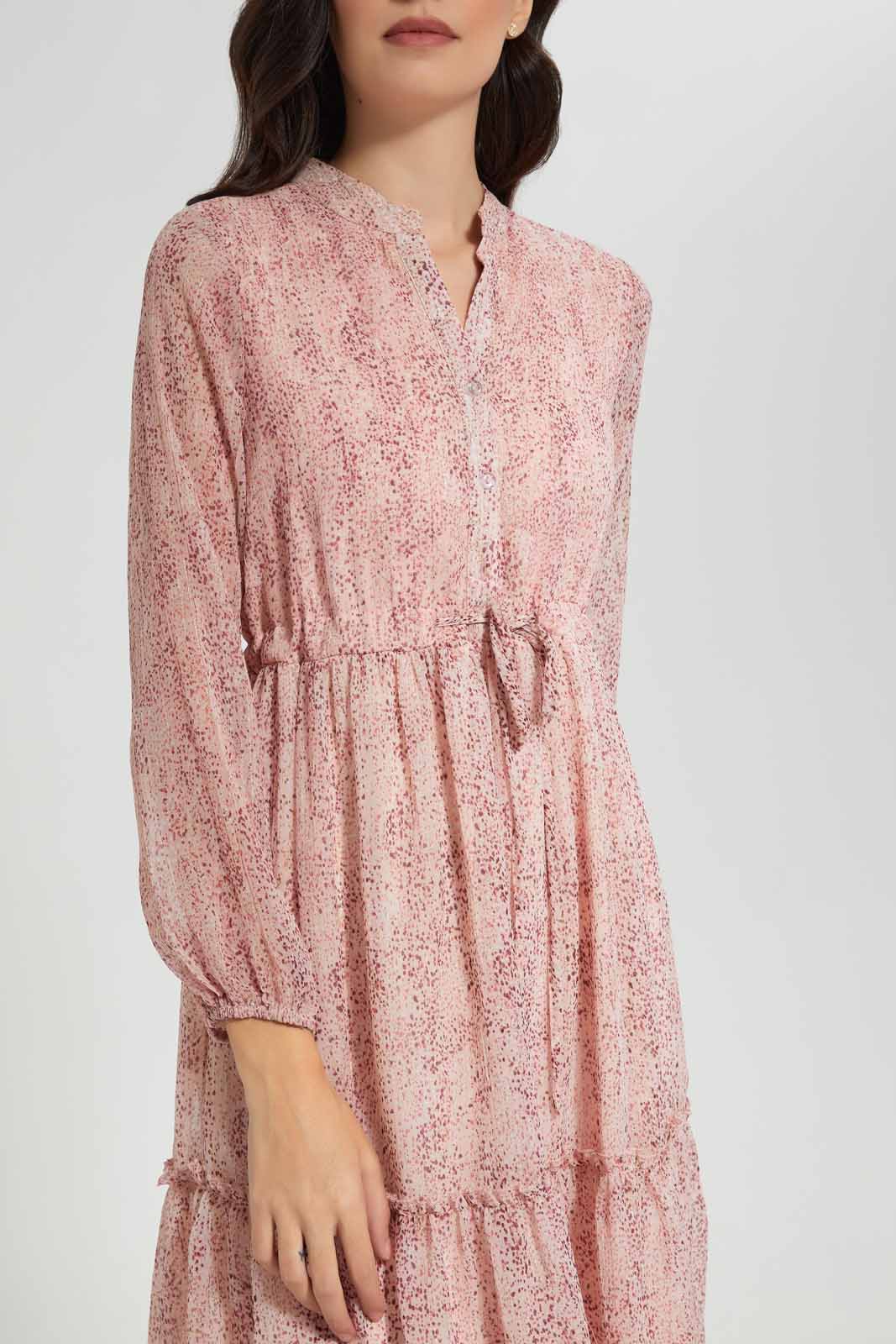 Redtag-Printed-Naxi-Layered-Dress-Category:Dresses,-Colour:Assorted,-Deals:New-In,-EID,-Filter:Women's-Clothing,-New-In-Women-APL,-Non-Sale,-Section:Women,-W22O,-Women-Dresses-Women's-