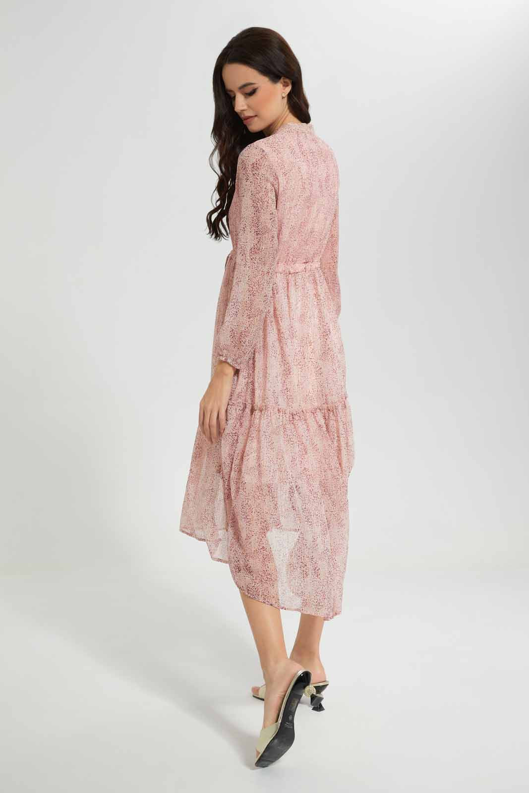 Redtag-Printed-Naxi-Layered-Dress-Category:Dresses,-Colour:Assorted,-Deals:New-In,-EID,-Filter:Women's-Clothing,-New-In-Women-APL,-Non-Sale,-Section:Women,-W22O,-Women-Dresses-Women's-