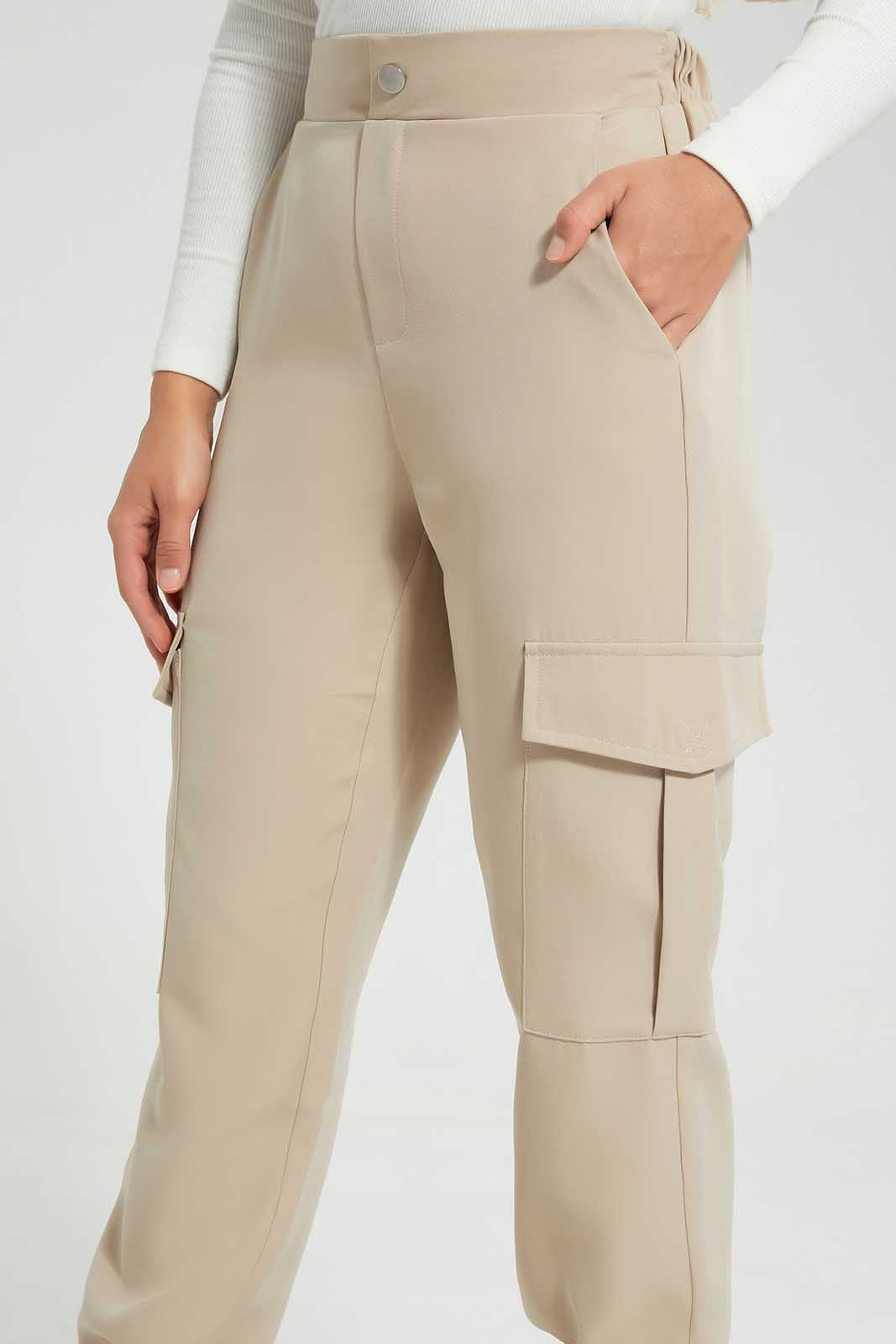 Redtag-Cream-Jogger-With-Cargo-Pockets-Category:Trousers,-Colour:Cream,-Deals:New-In,-Filter:Women's-Clothing,-LMC,-New-In-Women-APL,-Non-Sale,-Section:Women,-W22O,-Women-Trousers--