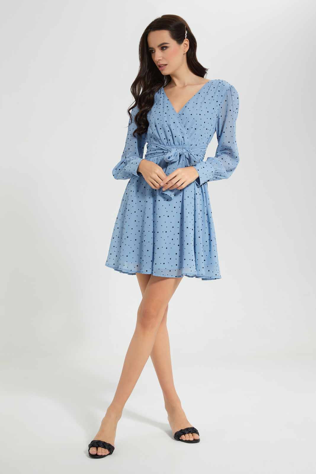 Redtag-Dotted-Wrap-Dress-Category:Dresses,-Colour:Assorted,-Deals:New-In,-FF,-Filter:Women's-Clothing,-New-In-Women-APL,-Non-Sale,-Section:Women,-W22O,-Women-Dresses-Women's-