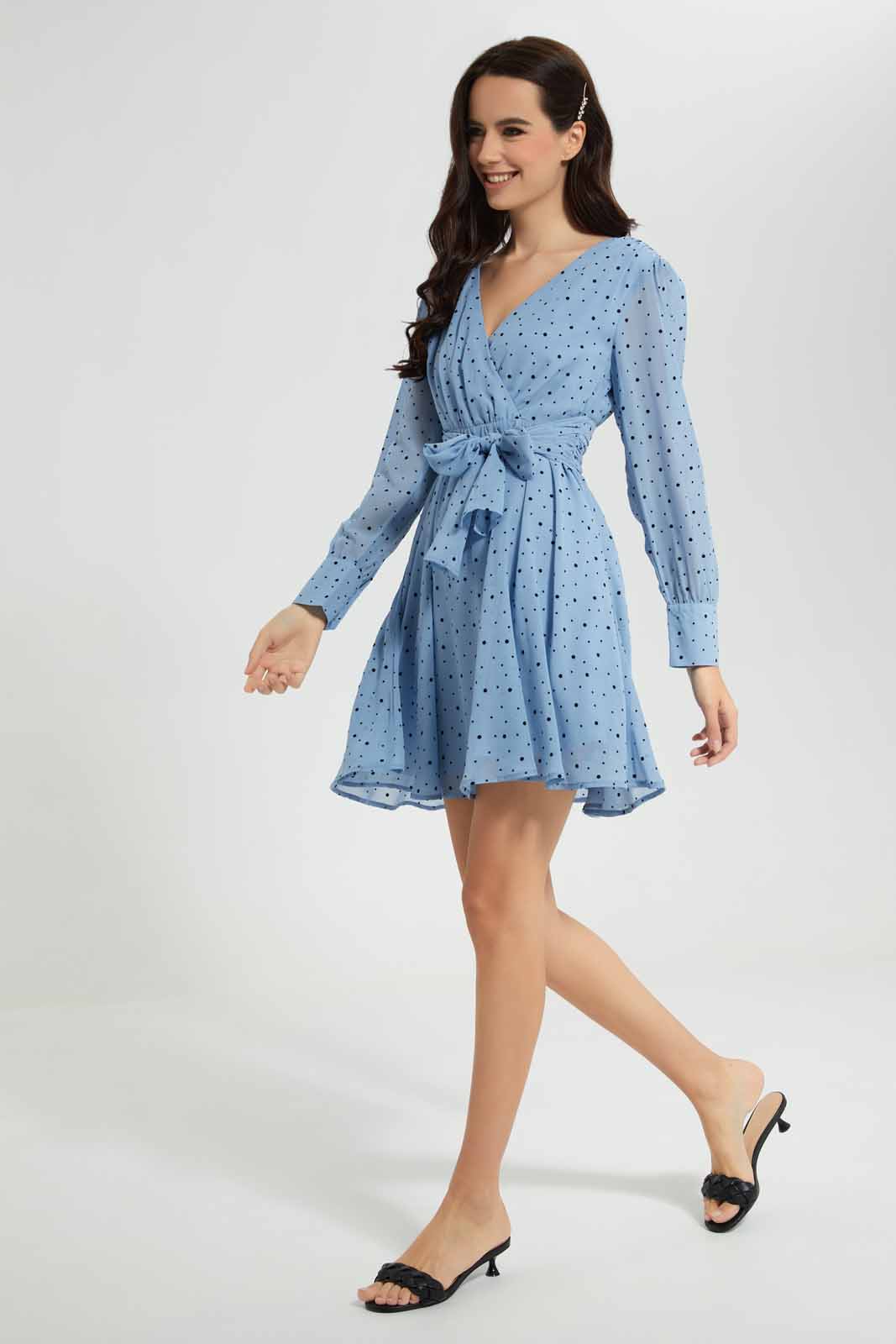 Redtag-Dotted-Wrap-Dress-Category:Dresses,-Colour:Assorted,-Deals:New-In,-FF,-Filter:Women's-Clothing,-New-In-Women-APL,-Non-Sale,-Section:Women,-W22O,-Women-Dresses-Women's-