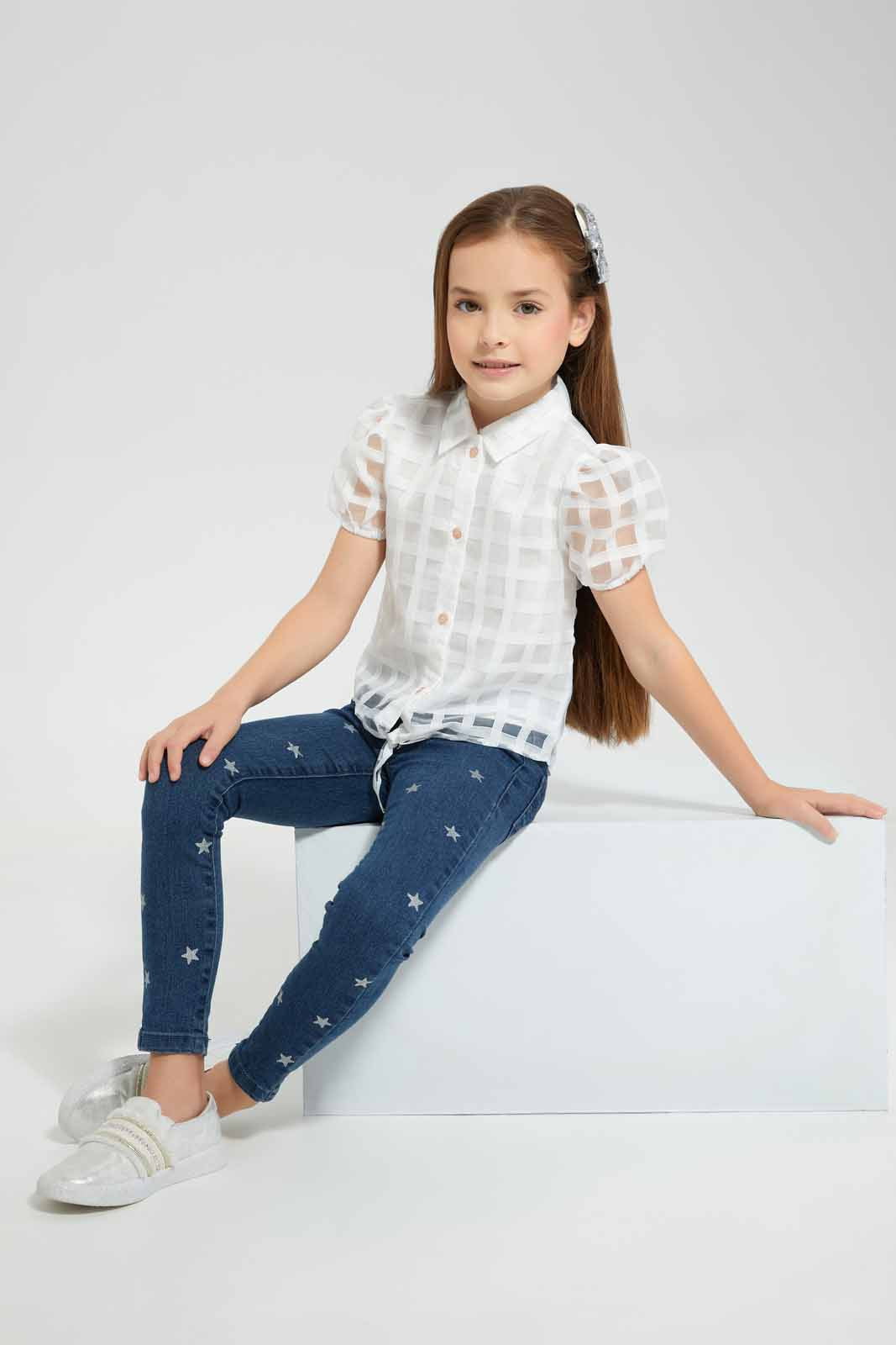 Redtag-White-Button-Front-Tie-Blouse-White-Category:Blouses,-Colour:White,-Deals:New-In,-EID,-Filter:Girls-(2-to-8-Yrs),-GIR-Blouses,-New-In-GIR-APL,-Non-Sale,-Section:Girls-(0-to-14Yrs),-W22O-Girls-2 to 8 Years