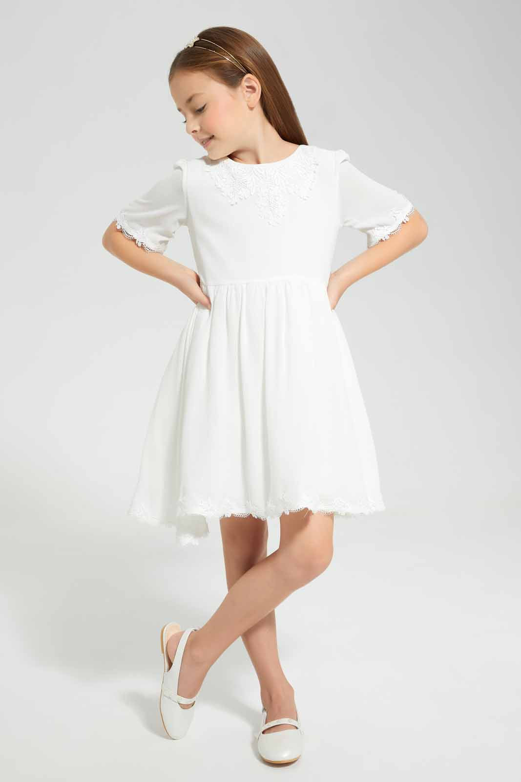 Redtag-White-Lace-Dress-Category:Dresses,-Colour:White,-Deals:New-In,-EID,-Filter:Girls-(2-to-8-Yrs),-GIR-Dresses,-New-In-GIR-APL,-Non-Sale,-Section:Girls-(0-to-14Yrs),-W22O-Girls-2 to 8 Years