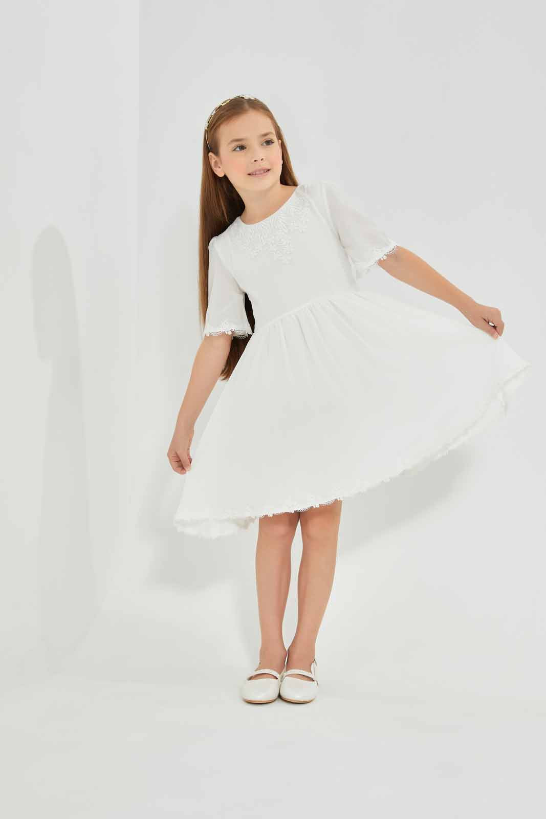 Redtag-White-Lace-Dress-Category:Dresses,-Colour:White,-Deals:New-In,-EID,-Filter:Girls-(2-to-8-Yrs),-GIR-Dresses,-New-In-GIR-APL,-Non-Sale,-Section:Girls-(0-to-14Yrs),-W22O-Girls-2 to 8 Years