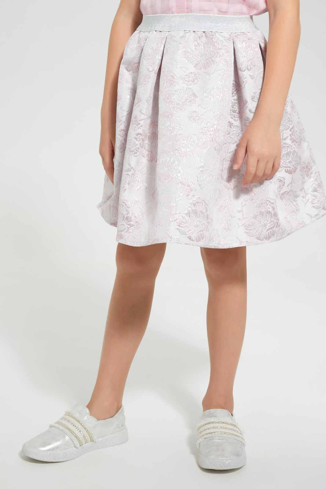 Redtag-Pink-Floral-Jag-Skirt-Category:Skirts,-Colour:Apricot,-Deals:New-In,-EID,-Filter:Girls-(2-to-8-Yrs),-GIR-Skirts,-New-In-GIR-APL,-Non-Sale,-Section:Girls-(0-to-14Yrs),-W22O-Girls-2 to 8 Years