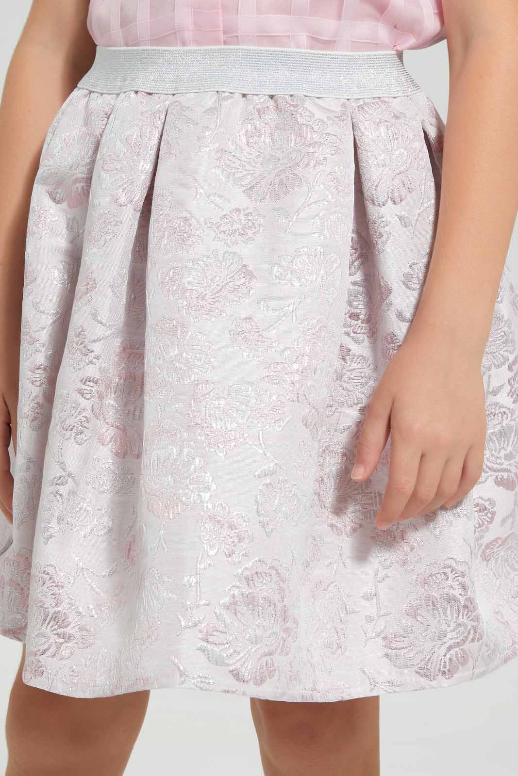Redtag-Pink-Floral-Jag-Skirt-Category:Skirts,-Colour:Apricot,-Deals:New-In,-EID,-Filter:Girls-(2-to-8-Yrs),-GIR-Skirts,-New-In-GIR-APL,-Non-Sale,-Section:Girls-(0-to-14Yrs),-W22O-Girls-2 to 8 Years