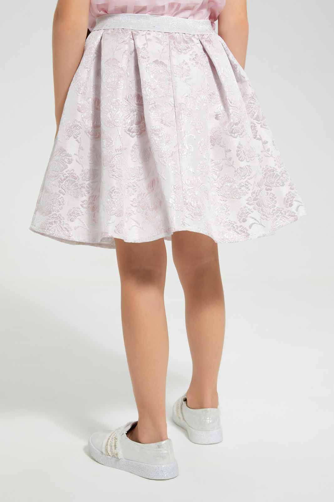 Redtag-Pink-Floral-Jag-Skirt-Category:Skirts,-Colour:Apricot,-Deals:New-In,-EID,-Filter:Girls-(2-to-8-Yrs),-GIR-Skirts,-New-In-GIR-APL,-Non-Sale,-Section:Girls-(0-to-14Yrs),-W22O-Girls-2 to 8 Years