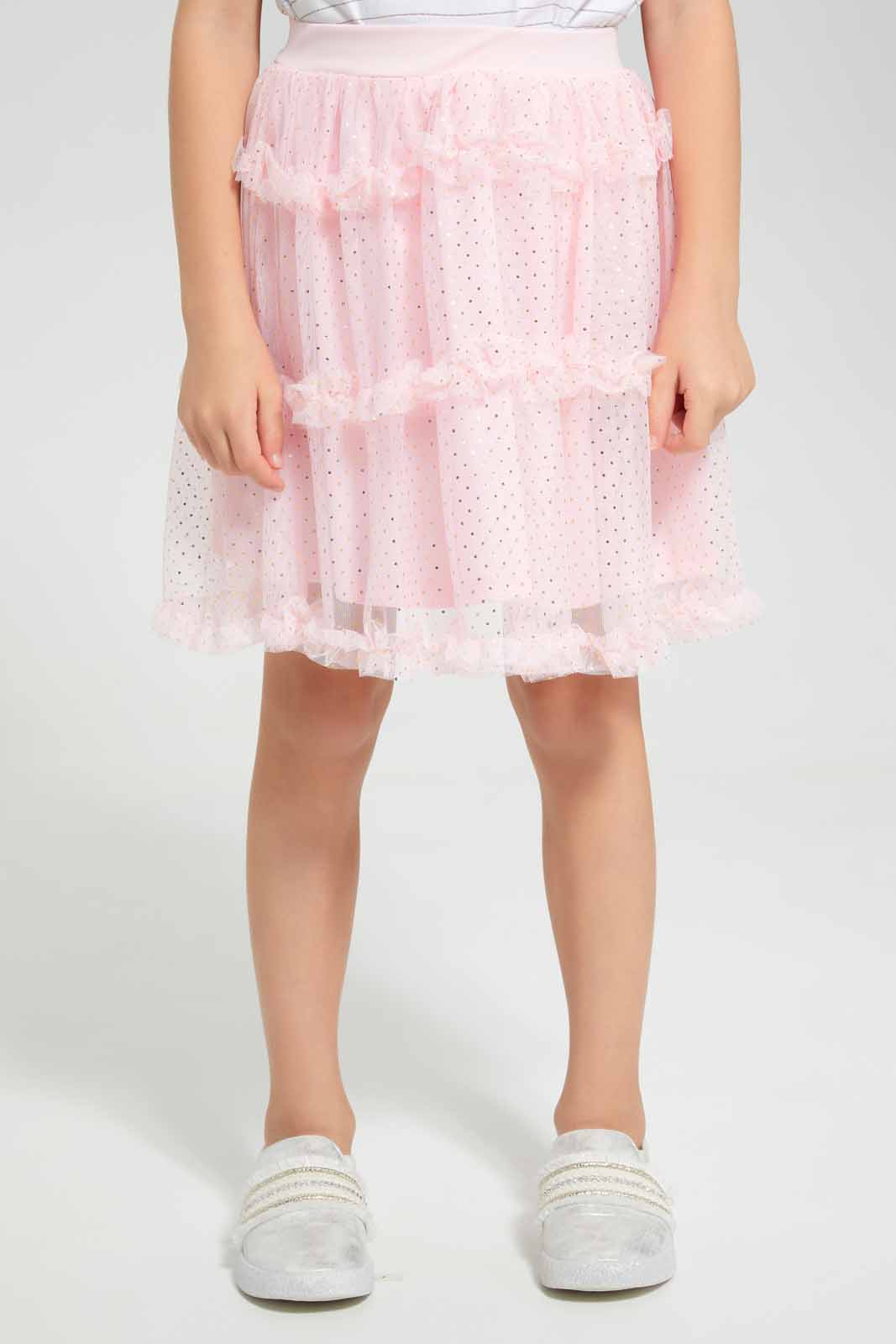 Redtag-White-Applique-Tee-With-Tulle-Skirt-Charcoal-Category:Sets,-Colour:White,-Deals:New-In,-EID,-Filter:Girls-(2-to-8-Yrs),-GIR-Sets,-New-In-GIR-APL,-Non-Sale,-Section:Girls-(0-to-14Yrs),-W22O-Girls-2 to 8 Years