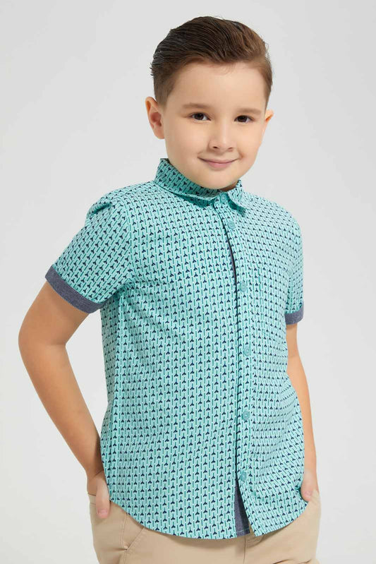 Redtag-Blue-Patterned-Aop-SS-Shirt-BOY-Shirts,-Category:Shirts,-Colour:Blue,-Deals:New-In,-Filter:Boys-(2-to-8-Yrs),-New-In-BOY-APL,-Non-Sale,-Section:Boys-(0-to-14Yrs),-TBL,-W22O-Boys-2 to 8 Years