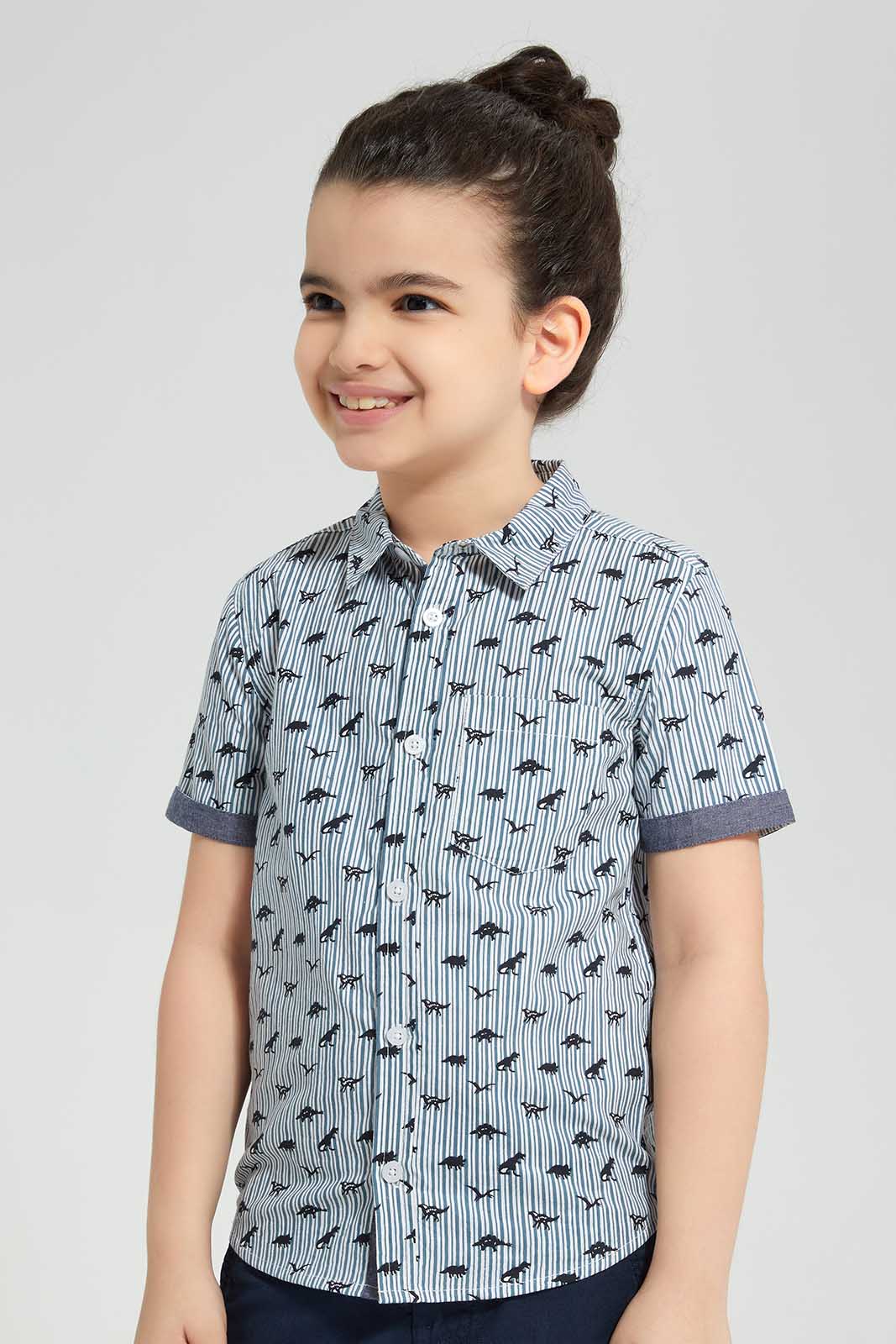 Redtag-Blue-Aop-SS-Shirt-BOY-Shirts,-Category:Shirts,-Colour:Blue,-Deals:New-In,-Filter:Boys-(2-to-8-Yrs),-New-In-BOY-APL,-Non-Sale,-Section:Boys-(0-to-14Yrs),-TBL,-W22O-Boys-2 to 8 Years