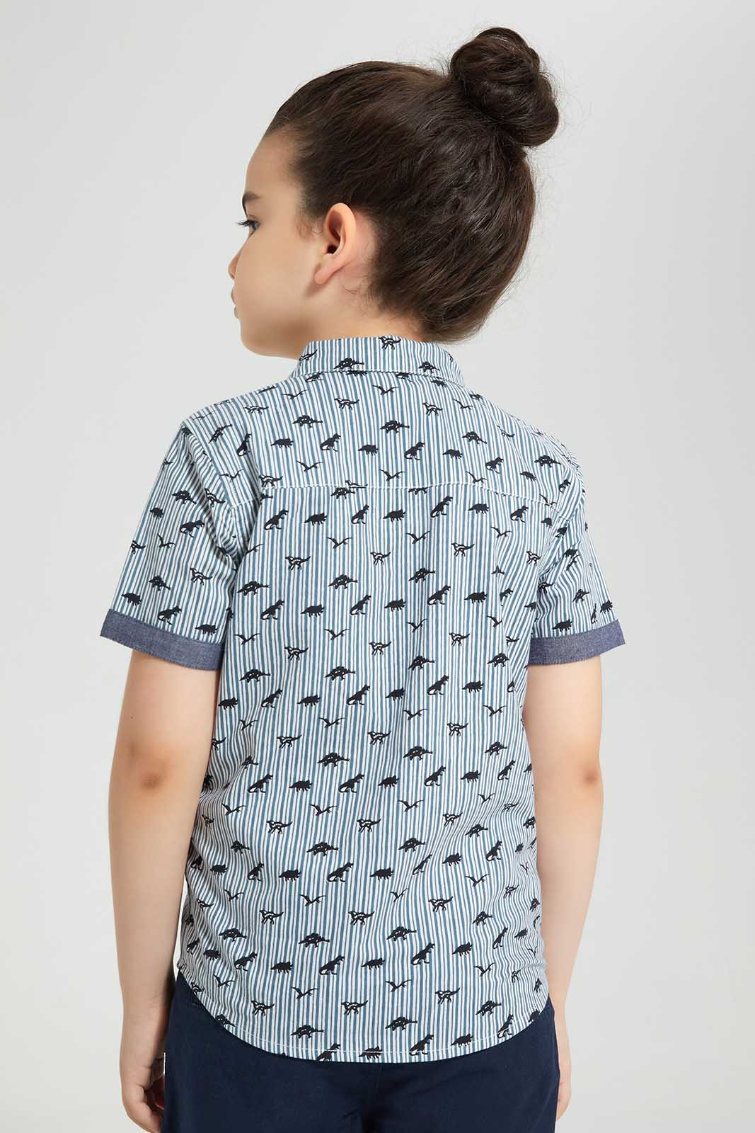 Redtag-Blue-Aop-SS-Shirt-BOY-Shirts,-Category:Shirts,-Colour:Blue,-Deals:New-In,-Filter:Boys-(2-to-8-Yrs),-New-In-BOY-APL,-Non-Sale,-Section:Boys-(0-to-14Yrs),-TBL,-W22O-Boys-2 to 8 Years