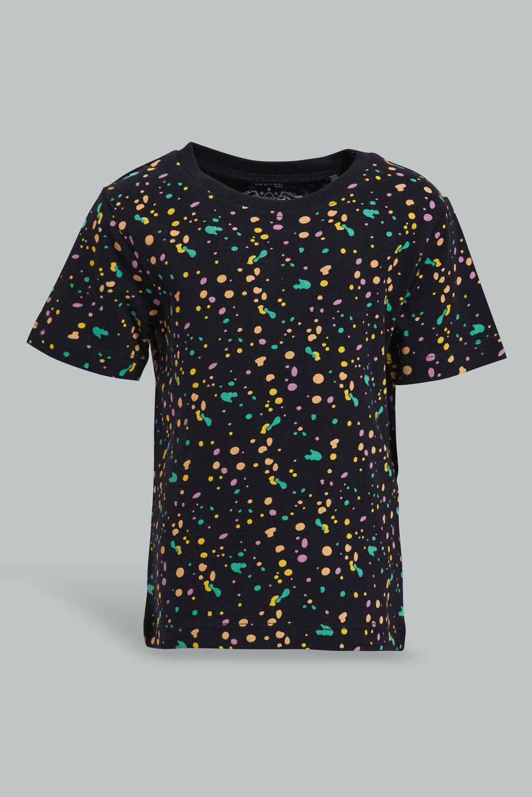 Redtag-Black-Splatter-Awesome-Short-Slv-Tshirt-Category:T-Shirts,-Colour:Black,-Deals:New-In,-Filter:Infant-Boys-(3-to-24-Mths),-INB-T-Shirts,-New-In-INB-APL,-Non-Sale,-Section:Boys-(0-to-14Yrs),-TBL,-W22O-Infant-Boys-3 to 24 Months