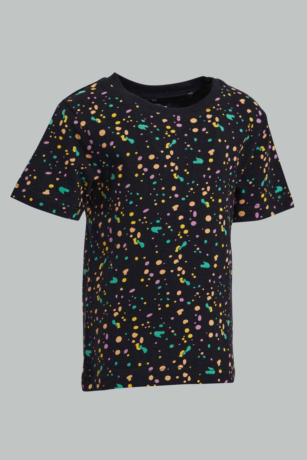 Redtag-Black-Splatter-Awesome-Short-Slv-Tshirt-Category:T-Shirts,-Colour:Black,-Deals:New-In,-Filter:Infant-Boys-(3-to-24-Mths),-INB-T-Shirts,-New-In-INB-APL,-Non-Sale,-Section:Boys-(0-to-14Yrs),-TBL,-W22O-Infant-Boys-3 to 24 Months
