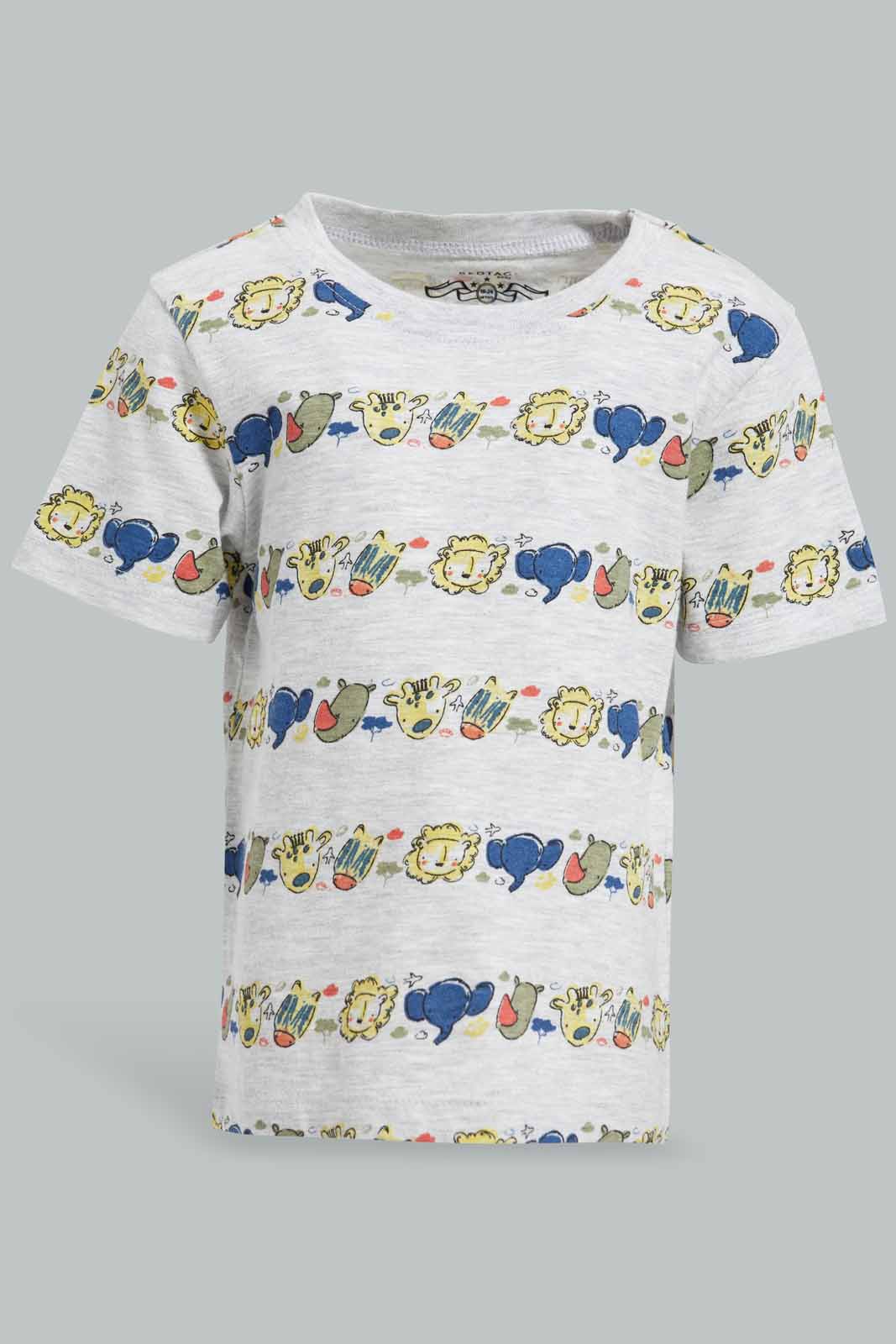 Redtag-Grey-Marl-Printed-Jungle-T-Shirt-Category:T-Shirts,-Colour:Grey,-Deals:New-In,-Filter:Infant-Boys-(3-to-24-Mths),-INB-T-Shirts,-New-In-INB-APL,-Non-Sale,-Section:Boys-(0-to-14Yrs),-TBL,-W22O-Infant-Boys-3 to 24 Months